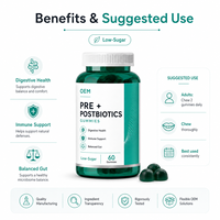 Gummies prébiotiques et postbiotiques à base de Bacillus Coagulans et d'inuline pour le soutien du microbiome, formule professionnelle pour la santé intestinale