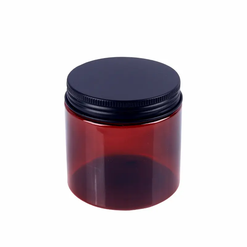 100ml 200ml 250ml Rỗng Refillable Pet container nhựa miệng rộng Jar với nắp màu đen