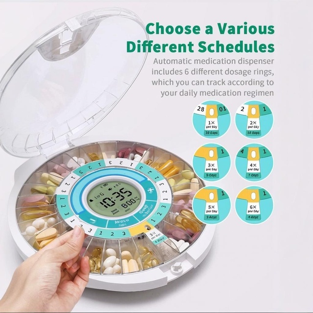 Cross-Border Portable for Bluetooth Pill Box APP Control Intelligent Electric Power Safe Efficient Pill Classification Provision