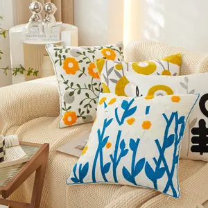 Home Decoration Baumwolle Stickerei Langlebige quadratische Kissen bezug Abdeckung, 18x18 Zoll