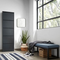 Mueble Zapatero Popular de 5 Puertas para el Hogar, Diseño para Recibidor, Estantes de Exhibición