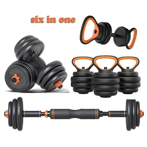 TOPKO 6 in 1 Multifunction home gym barbell 15kg 20kg 30kg 40kg Adjustable Dumbbell Set