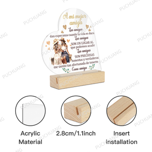 เครื่องประดับอะคริลิคสำหรับครอบครัวและพี่น้องชาวเยอรมันพร้อมฐานไม้สำหรับเป็นของขวัญตกแต่งบ้าน - Product Image 3