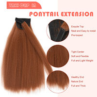 Queue de cheval synthétique Yaki de 22 pouces, longue, raide et crépue, avec clip enveloppant, extension de cheveux volumineuse pour vente en gros