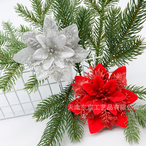 Fleur de Poinsettia Artificielle Dongchen Crafts 13cm en Soie pour Décoration de Noël, Guirlande et Décoration Intérieure - Product Image 3