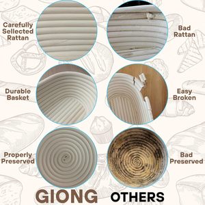 10-Inch <b>Round</b> Oval Rattan Bread Making Kit for Sourdough Bread Baking Clean <b>Brush</b> Supplies - Product Image 6