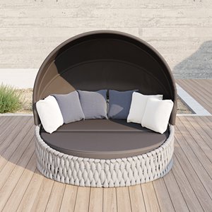 Chaise de <span class=keywords><strong>jardin</strong></span> 2 pièces pour terrasse, cour, imperméable, parasol, convertible, loisirs, vacances - Product Image 5