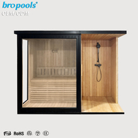 Sauna sec en cèdre rouge moderne, design intérieur-extérieur, combinaison douche, poêle à infrarouge lointain, sauna extérieur