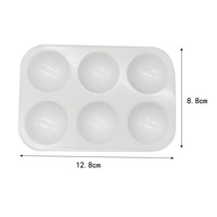 Palettes rectangulaires en plastique blanc à 6 grilles pour peinture d'art Plat de mélange de peinture à la gouache avec plaque épaissie