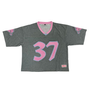 Maillot de football rétro surdimensionné personnalisé Streetwear maillot de football américain en maille recadrée Boxy T-shirts de football - Product Image 2