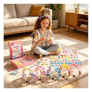 Kit de Diseño de Diademas para Niñas, Adhesivos de Sirena y Arcoíris, Lentejuelas, Perlas, Lazos, Suministros de Arte, Paquete de Regalo para Fiestas, Juguete - Product Image 4