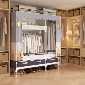 Armadio in Tessuto Resistente con Cassetti e Ripiani, Soluzione Salvaspazio per Soggiorno - Product Image 4
