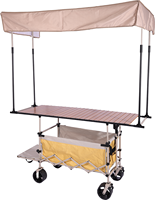 Chariot de marché pliable OEM avec table et auvent, chariot utilitaire pliable pour la vente en gros, chariot alimentaire pour les entreprises et les achats