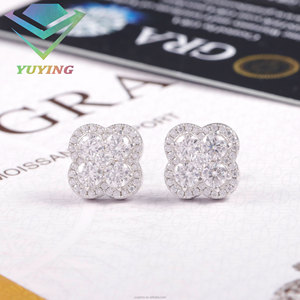 Boucles d'oreilles tendance en forme de feuille, diamants moissanite VVS, plaqué or, argent sterling 925, testeur de diamants inclus, certificat GRA, cadeau unisexe - Product Image 5