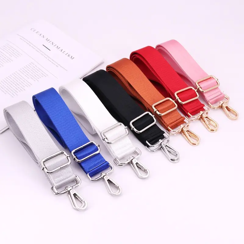 Solid Color 3.8cm Nylon Webbing Adjustable Shoulder Messenger Bag Strap Crossbody Handbag Accessories