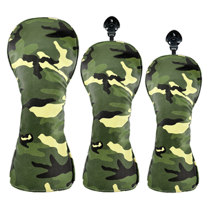 Funda para cabezal de palo de golf (driver, putter, blade, mallet, hierro) con estampado de camuflaje y de cuero, en stock - Product Image 1