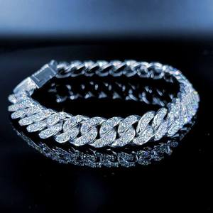 Pulsera de Cadena de Plata de Ley 925 Premium con Moissanita y Piedras VVS, Joyería de Lujo para Hombre y Mujer - Product Image 1
