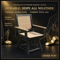 Fauteuil pivotant de patio moderne en PEHD de luxe, chaise d'extérieur durable en polybois, sans entretien, pour jardin, salle à manger, parc, villa