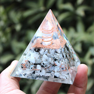 Crystal Pyramid Resin <b>Ornament</b> With Quartz And Copper Wire Home Decor Gift For Couples Friends Family - Product Image 4
