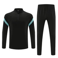 Setelan Training Sepak Bola Pria Berkualitas Tinggi 100% Poliester Model Thailand, Jaket Sepak Bola Full Zip dengan Cetakan Heat-Transfer, Bahan Bernapas