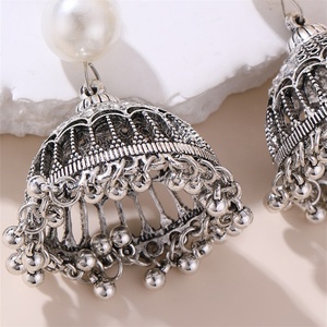 Pendientes Kamishiro para mujer, estilo étnico, con borlas, chapados en hierro, vintage, exagerados, elegantes, largos, con diseño de jaula de pájaro tallada - Product Image 5