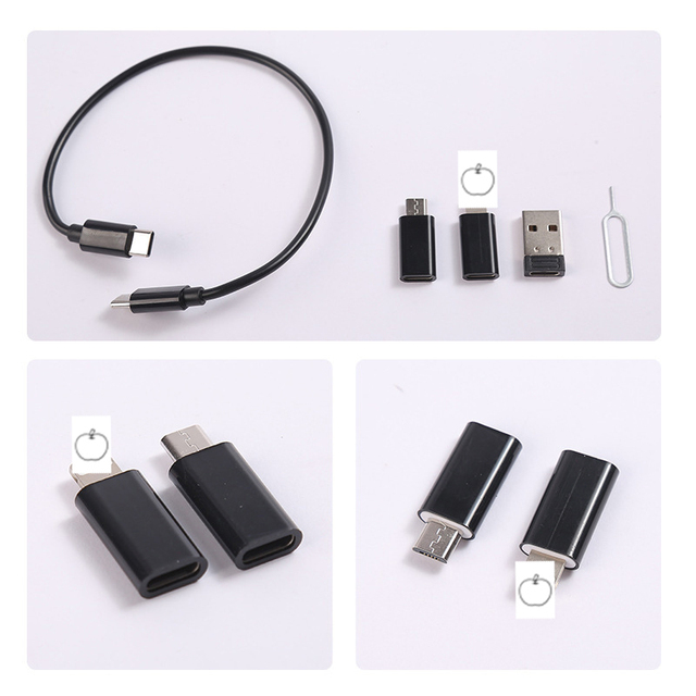 Promotion Gift 6 in 1 Usb Cable Kit Usb a Micro Type c Adapters with Ejector Pin Storage Box 60w Usb Fast Charging Cable Data