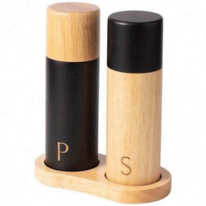 Juego de Molinillos de Sal y Pimienta de Roble de 7 Pulgadas, con Perilla Giratoria, Manuales, de Madera, Retro, Creativos, Negros, para Regalo, Cocina - Product Image 3