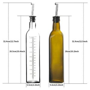 Botella dispensadora de aceite de oliva de vidrio transparente de 17 oz, garrafa de aceite de oliva, decantador de 500 ml, aceitera y vinagrera verde con vertedores para cocina - Product Image 3