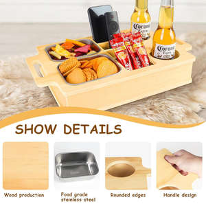 सोफे ब्यूटीलर स्नैक आयोजक लकड़ी बांस बीयर बॉक्स सोफे बिस्तर टीवी प्रेमियों के लिए सोफे ट्रे - Product Image 3