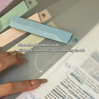 Pochette de classement A4 en PP translucide avec clip, bandes d'étiquetage colorées amovibles pour tri par sujets, pour documents scolaires, examens et bureau (vente en gros)