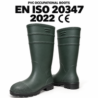 Bottes de pluie professionnelles en PVC personnalisées EN ISO 20347 avec doublure en nylon antibactérien pour l'agriculture, le jardinage, la pêche – Vente en gros