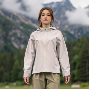 Giacca da esterno in morbido guscio primaverile da donna con cerniera con collo alto a tinta unita resistente all'acqua taglia 3XL traspirabilità - Product Image 4