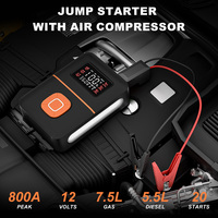 Portable 2-in-1 Mini Air Pump Compressor 150PSI Jump Starter Multifunctional Car Battery Tire Inflator Power Bank 8000mAh 1200A