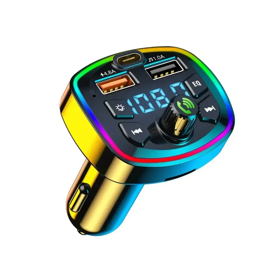 Q7 자동차 핸즈프리 플레이어 BT 5.0 FM 송신기 라디오 변조기 MP3 USB 고속 충전기 지원 USB 플래시 드라이브