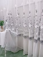 Tissu de rideau brodé en tricot 100% polyester de haute qualité avec broderie florale 3D pour la décoration des fenêtres du salon