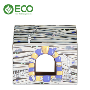 Kunden spezifisches Halloween-Holz-und Karton-Katzen haus mit Katzen kratz brett ECO-Gürtel Kleines Haustier haus Rechteck aus Holz - Product Image 2