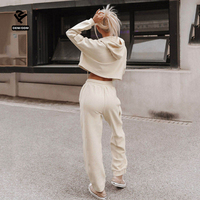 Tenues 2 pièces personnalisées pour femmes pour l'automne et l'hiver, ensemble de survêtement sportif, sweat-shirt à capuche et pantalon à chevilles, ensemble décontracté streetwear