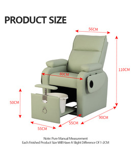 Sillón de Pedicura Reclinable Negro con Bañera para Pies, Tapizado en PU, Asiento para Salón de Spa con Cubeta - Product Image 3