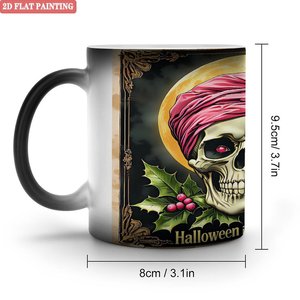 Magic Color Changing <b>Mug</b> 11oz Ceramic Heat Activated Frosted Black <b>Halloween</b> Christmas Design - Product Image 1