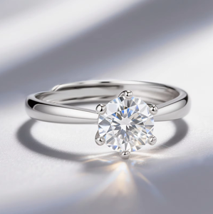 Bague de Fiançailles et de Promesse en Argent Sterling 925 Plaqué Or Blanc 14K avec Diamant Moissanite VVS Certifié GRA 1 Carat pour Femme - Vente en Gros - Product Image 1