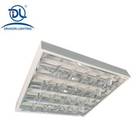Lampe de plafond à grille T8, prix direct usine, 4x8W, forme rectangulaire, avec grille à lamelles, luminaire fluorescent