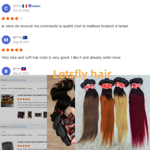 Letsfly Vente en gros de mèches de cheveux humains lisses et ondulés de couleur 1b/27, mèches de cheveux humains 100% brésiliens - Product Image 2