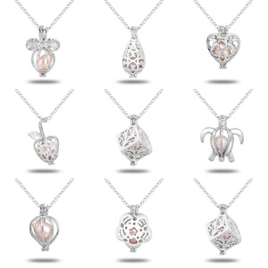 Collar con Colgante de Perlas y Flores de Estilo Europeo Americano B01030 con Diseño de Ostra y Deseos de Amor - Product Image 2