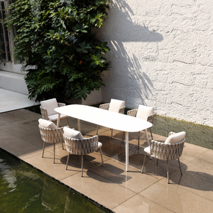 Conjunto de Comedor <span class=keywords><strong>para</strong></span> Exteriores de Hotel, Mesa y Sillas de <span class=keywords><strong>Patio</strong></span> con Estructura de Aluminio, Mesas y Sillas <span class=keywords><strong>para</strong></span> Restaurantes al Aire Libre <span class=keywords><strong>para</strong></span> Proyectos Turísticos - Product Image 2