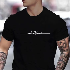 Maglietta girocollo in cotone stampato e divertente da uomo taglia grande stile europeo americano per abbigliamento Casual per il commercio estero - Product Image 1