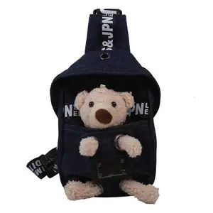 Animal Doll Canvas Single Shoulder Crossbody Chest Bag Cowboy Style Textile Packaging