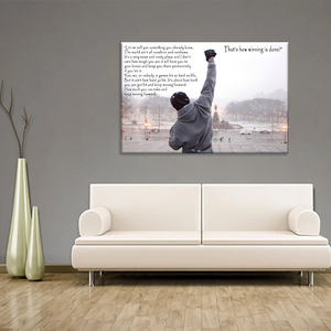 Impresión en lienzo motivacional de Rocky: cita de arte mural con texto en inglés «That's How Winning Is Done» para decoración del hogar y la oficina - Product Image 3