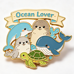 Épinglette en émail Ocean Lover, badge animalier en métal, imprimé en typographie, épinglette de collection pour cadeau et vêtements - Product Image 3