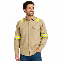 Camisa Reflectante FR de Suministro Directo de Fábrica, Camisa de Trabajo Resistente al Fuego con Tiras Reflectantes FR, Ropa de Trabajo de Seguridad