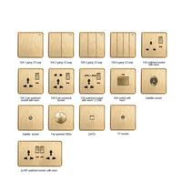 VBQN-Interruptor de pared para el hogar, interruptor de pared ultrafino con placa de 86 vías, color dorado, 3 bandas, CE, CCC